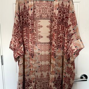 Mossimo Supply Co. Red and Beige Patterned Top